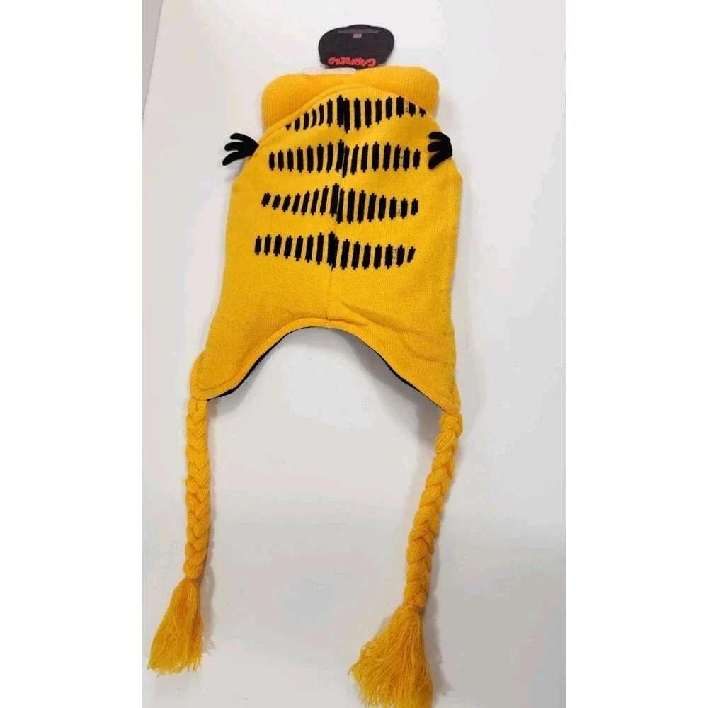 Garfield Knit Peruvian Adult Laplander Beanie With 3D Whiskers, Ears Adult Read